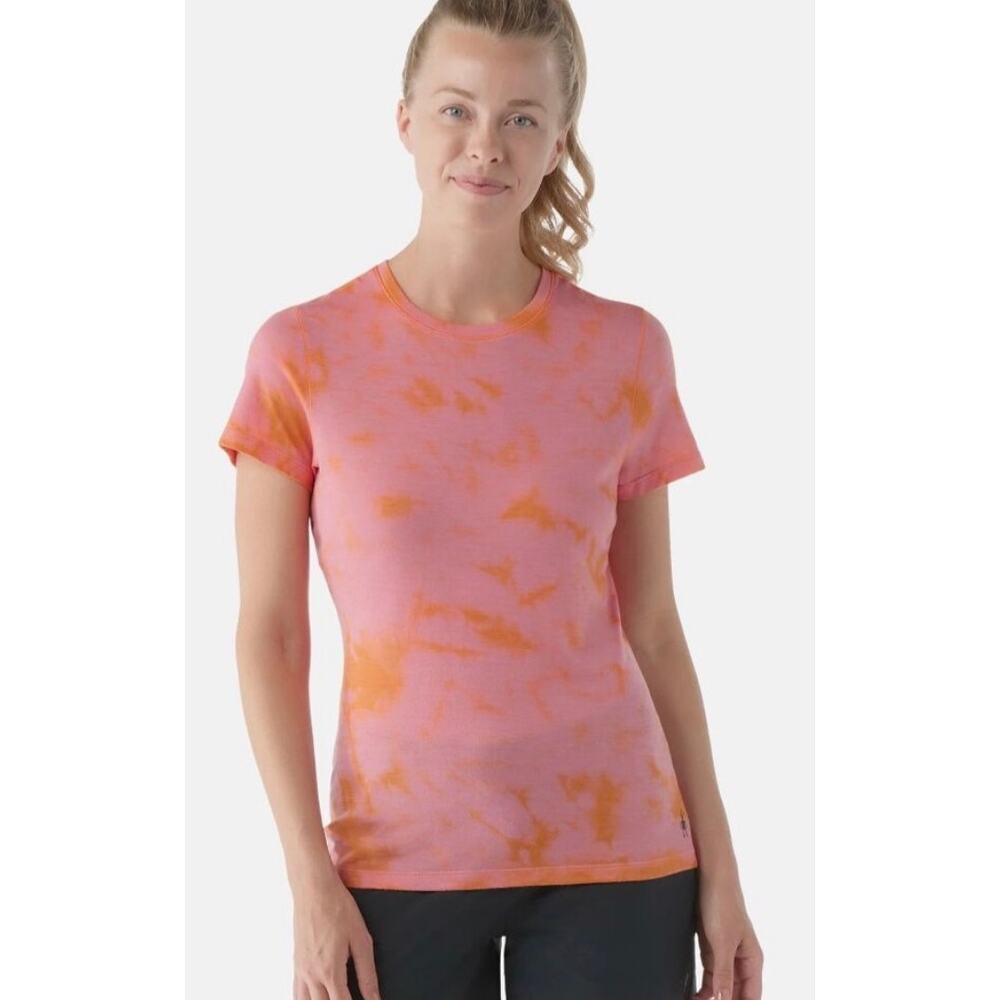 Smartwool Short Sleeved Merino T-Shirt In Guava Orange Wash Sz XS